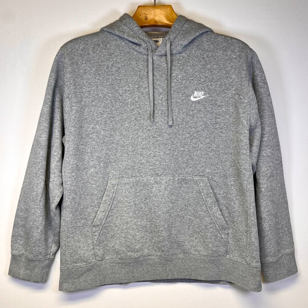 Nike Men’s L Club Fleece Pullover Hoodie Dark Grey Heather Sweatshirt BV2654-063